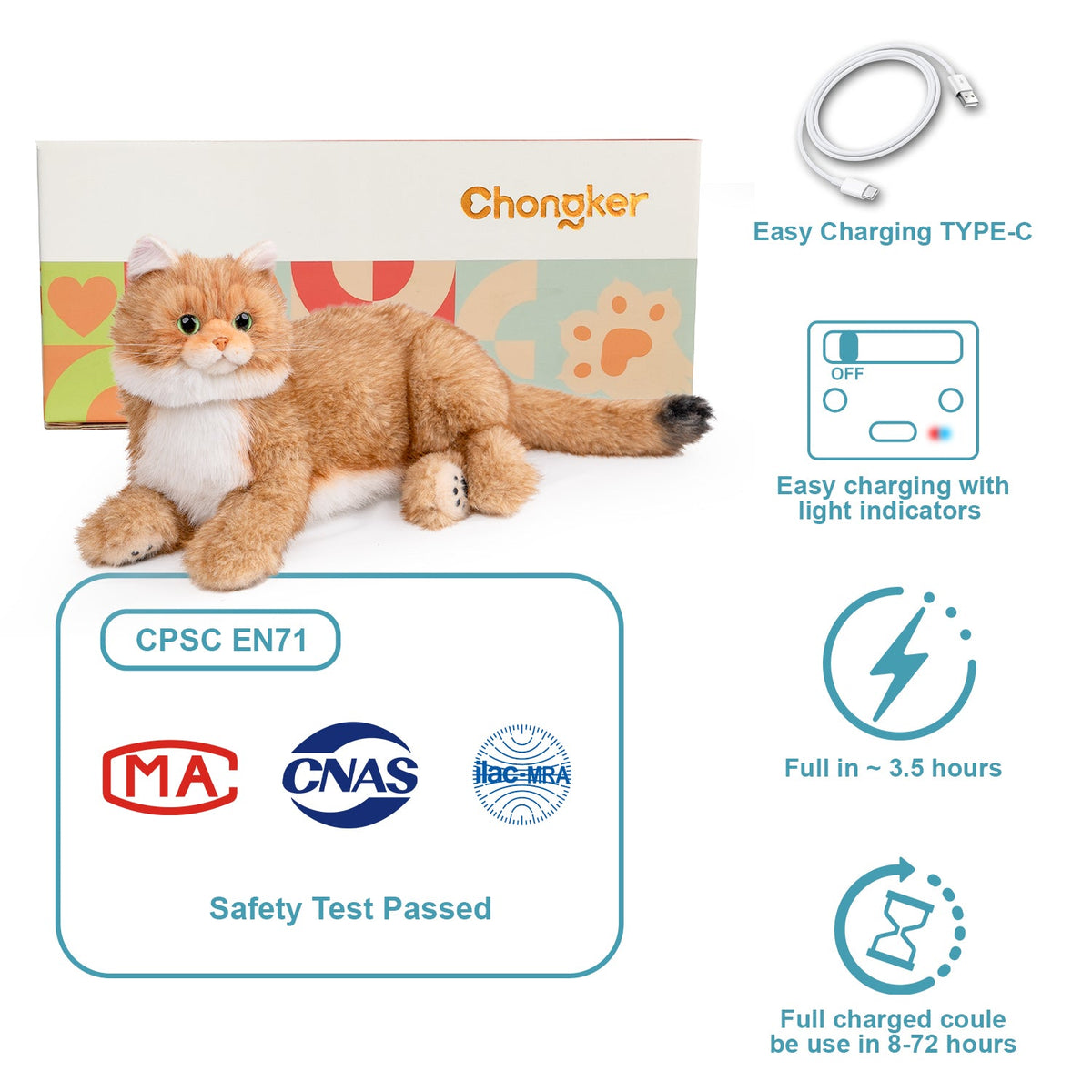 Percy 2.0 Golden British Short Hair Cat- Breathing Heartbeat Pur,Voice Robonic Cat