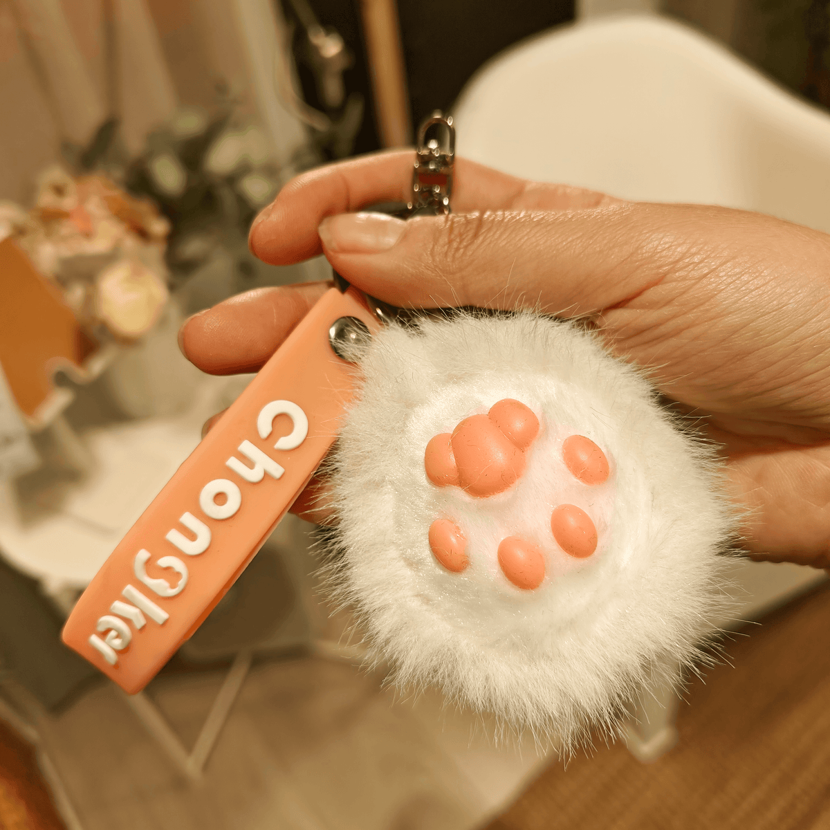 Cat Paw Keychain – Fluffy Cute Charm for Girls & Bags