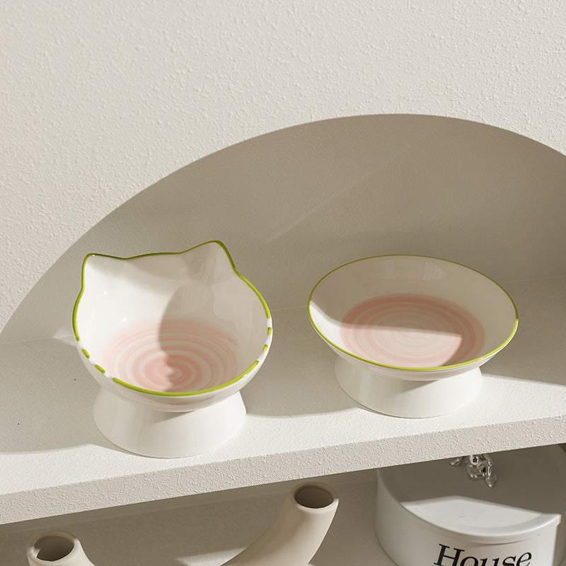 Ceramic Cervical Support Cat Food Bowl