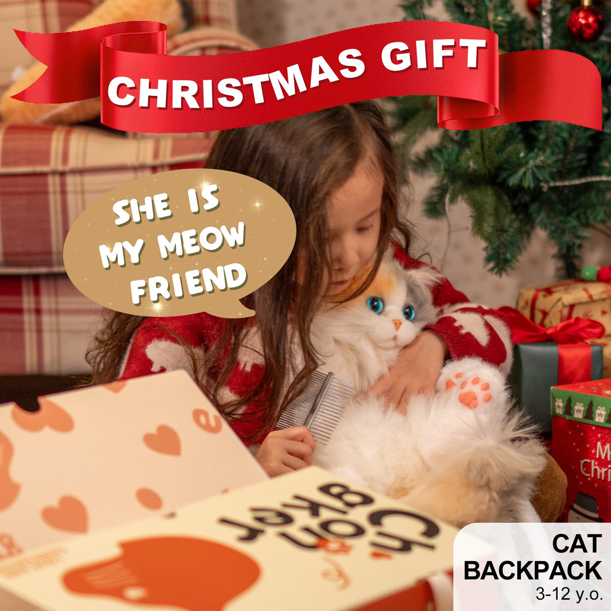 Mini Calico Cat Backpack – Plush Kitty Bag for Teens