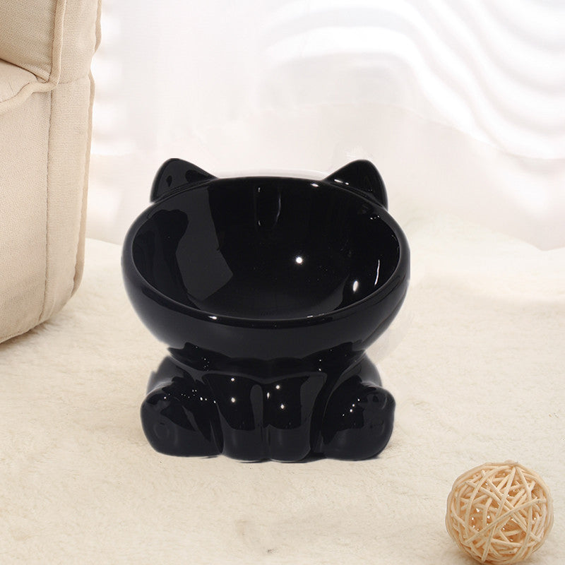 Pet Dogs And Cats Bevel Ceramic Neck Bowl