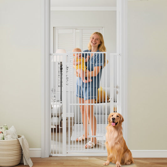 59βΓΓΉ Extra Tall Pet Gate Heavy-Duty Metal Cat Gate with Wide Opening-White
