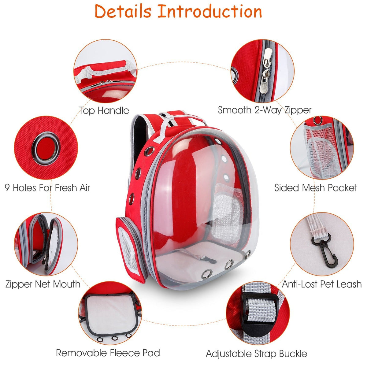 Pet Backpack Carrier Ventilate Transparent Backpack Travel Breathable Astronaut Cat Carrier For Puppies Cats Dogs Under 13LBS