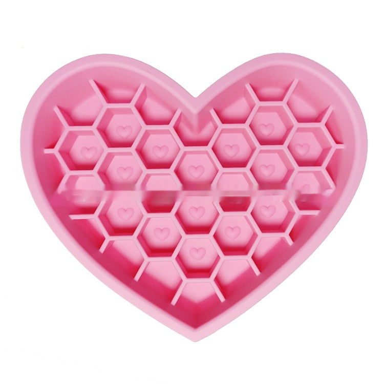 Honeycomb Heart-shaped Edible Silicon Easy To Clean And Durable Dog Bowl