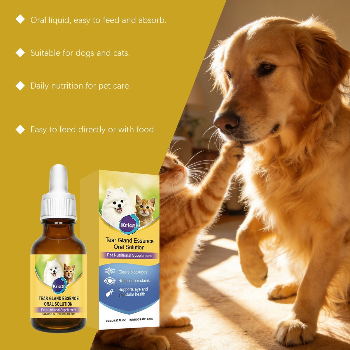 Kriath Pet Eye Oral Liquid Gentle Formula Keeps Eyes Clean, Ideal For Daily Care