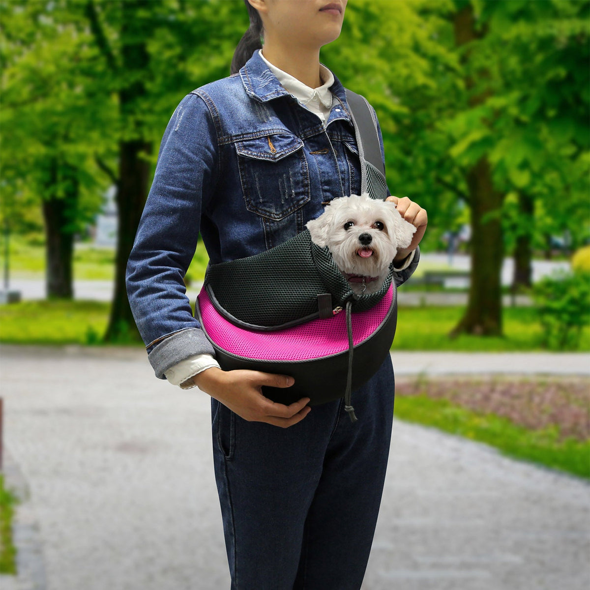 Pet Carrier for Dogs Cats Hand Free Sling Adjustable Padded Strap Tote Bag Breathable Shoulder Bag Carrying Small Dog Cat