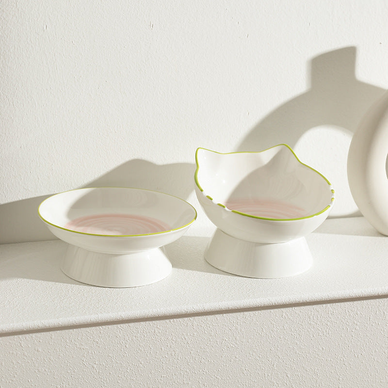 Ceramic Cervical Support Cat Food Bowl