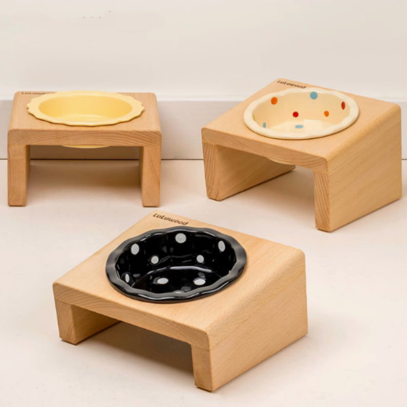 Beech Pet Heightened Bowl Rack Ceramic Neck Protector