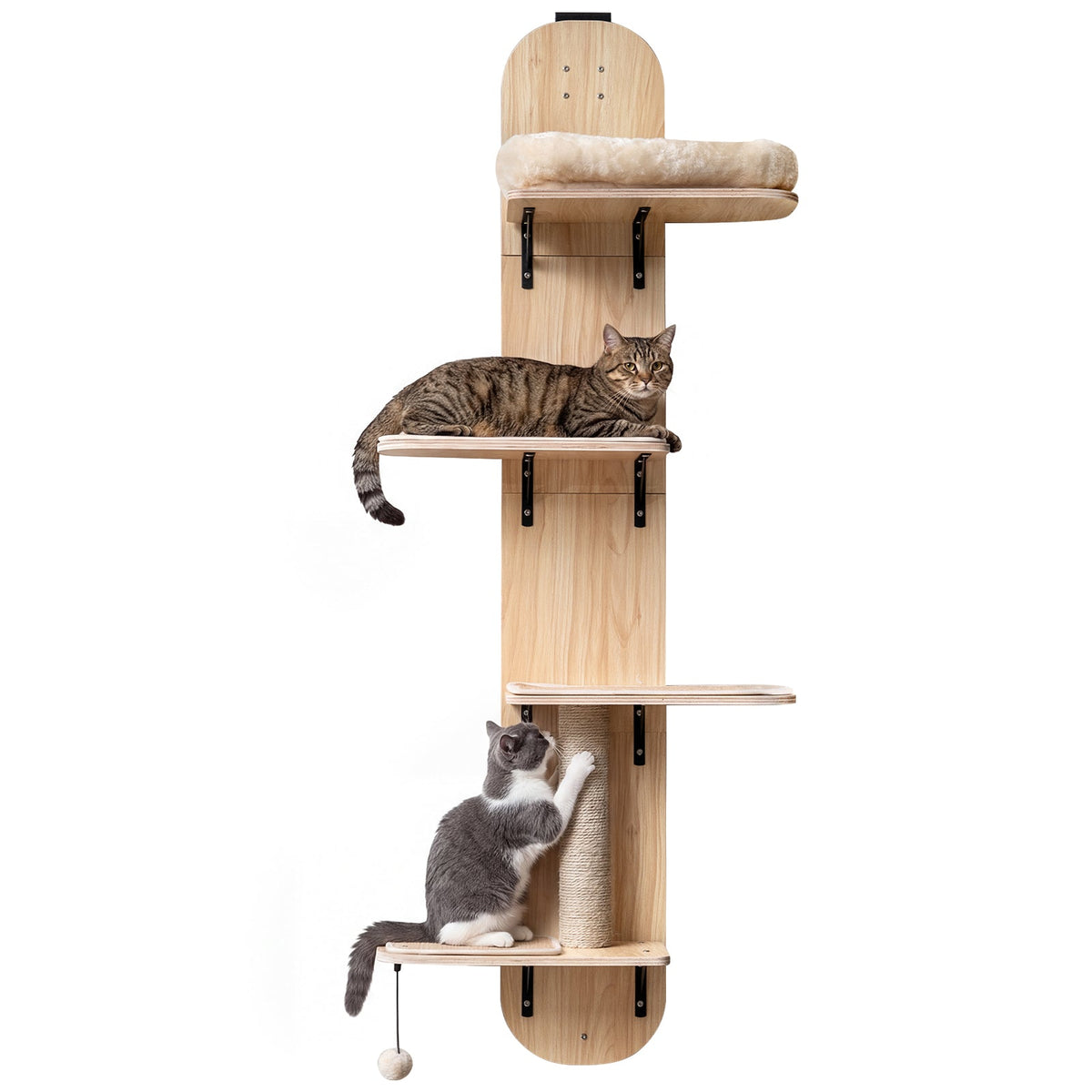 Door Hanging Cat Climber 4-level Height Adjustable with Plush Bed