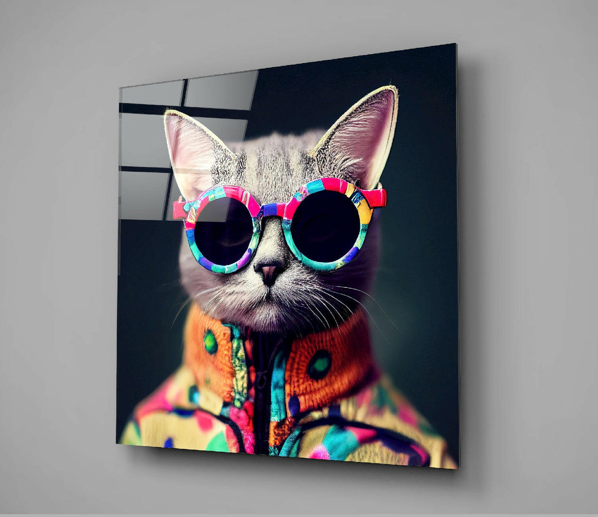 The Coolest Cat Glass Wall Art || Designer Collection