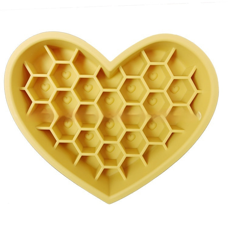 Honeycomb Heart-shaped Edible Silicon Easy To Clean And Durable Dog Bowl