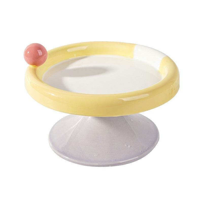 Ice Cream High Foot Ceramic Double Tone Cat Bowl