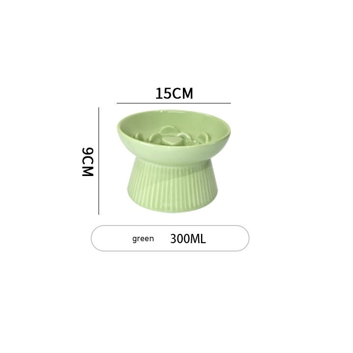Ceramic Pet Cat Bowl Dog Bowl Anti-choke And Slow Food Anti-tumble High Foot Neck Protection Rice Bowl