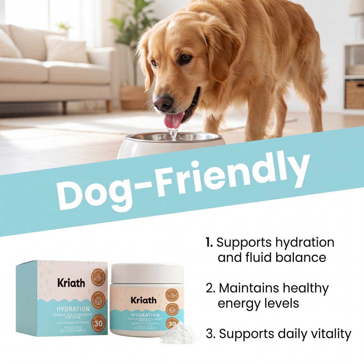 Kriath Dog Body Care Powder With Mild Ingredients, Hydrates And Cares For Dogs, Replenishes Nutrition, And Is Easy To Mix
