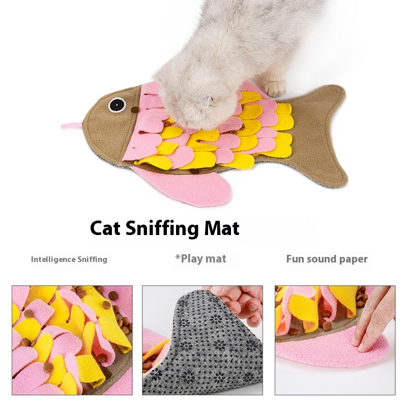 Fish-shaped Smell Blanket Training Cat Toy Food Bowl Toy