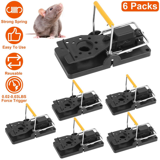 6Packs Mouse Traps Reusable Rat Rodent Killer Effective Pest Control Mouse Catcher Mice Snap Kill Trap