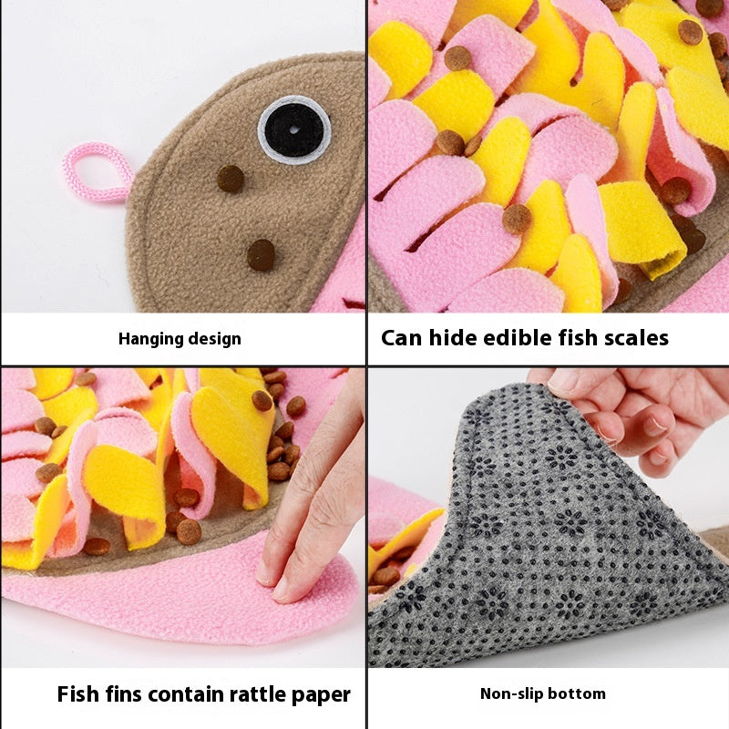 Fish-shaped Smell Blanket Training Cat Toy Food Bowl Toy