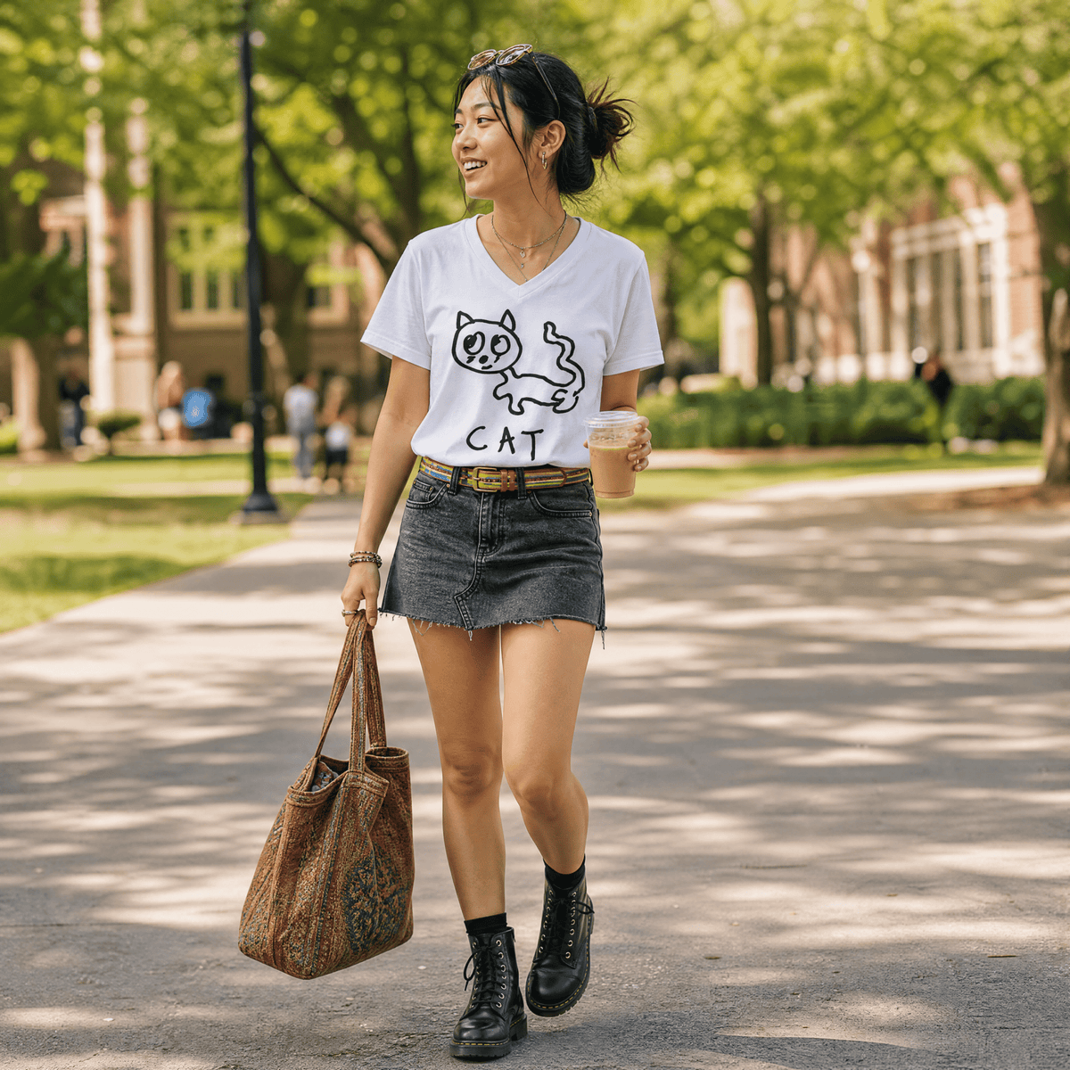 Cat - V-neck Tee