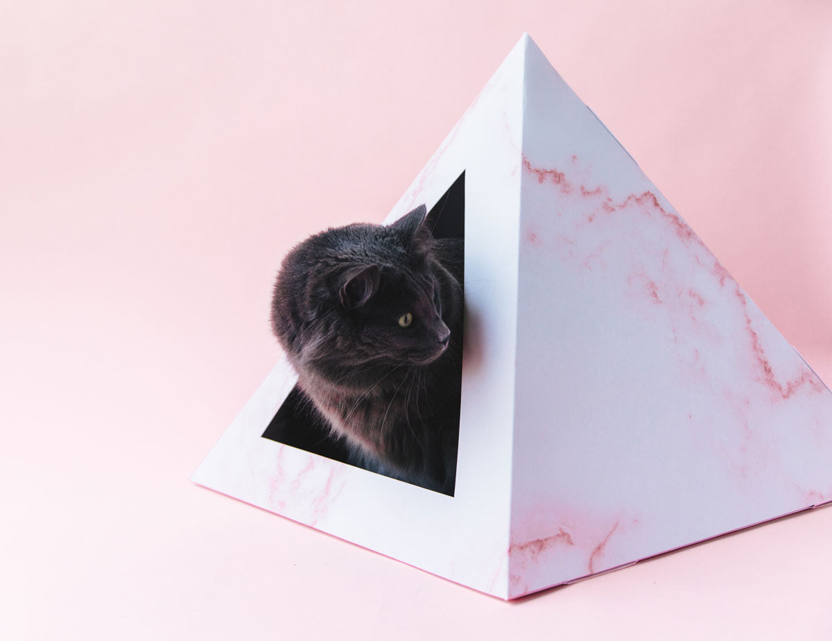 'Rose Quartz' Cardboard Cat Pyramid
