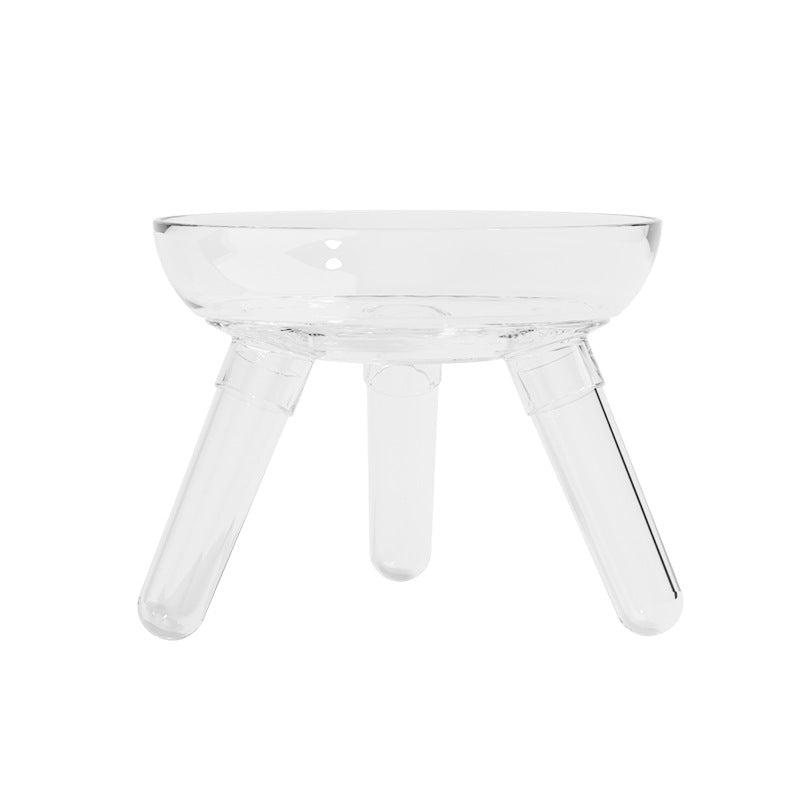 Pet Cat And Dog Feeding Bowl Household Cat And Dog Drinking Water Anti-knock Feeder Transparent Glass Bowl Cat Bowl