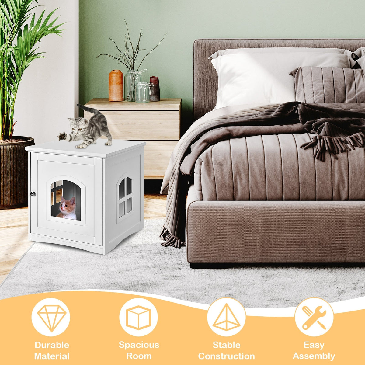 Side Table Nightstand Decorative Cat House