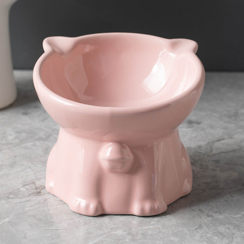 Ceramic Cute Black Drinking High Foot Cat Bowl Pet Supplies