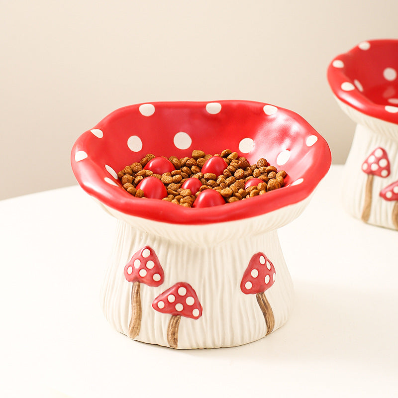 Creative Mushroom Modeling Tall Pet Bowl Cute Cat Bowl Dog Bowl Household Cat Dog Food Basin Drinking Water Bowl Cat Rice Bowl