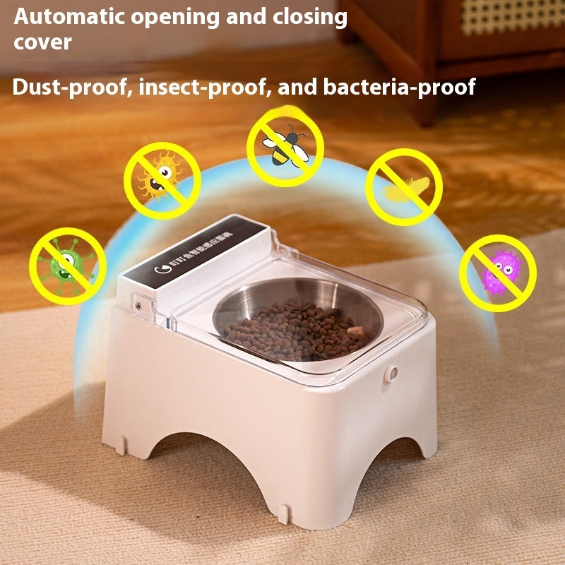 Pet Cat Bowl Feeder Automatic Lid-opening