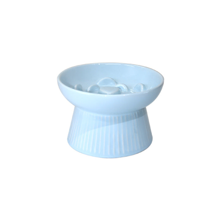 Ceramic Pet Cat Bowl Dog Bowl Anti-choke And Slow Food Anti-tumble High Foot Neck Protection Rice Bowl