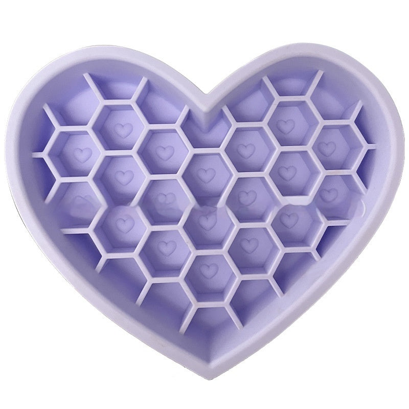 Honeycomb Heart-shaped Edible Silicon Easy To Clean And Durable Dog Bowl