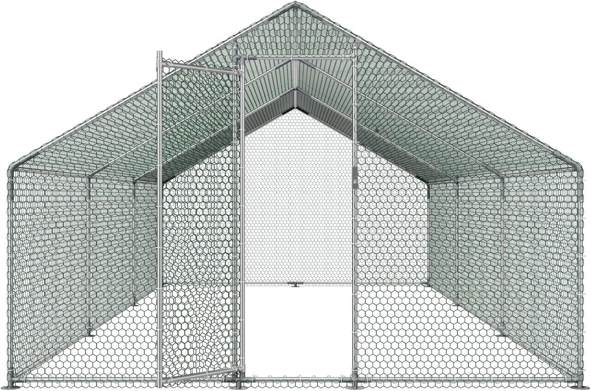 VEVOR Large Metal Chicken Coop, Walk-in Poultry Cage With Waterproof Cover, Outdoor Hen House For Chicken Duck Rabbit Farm