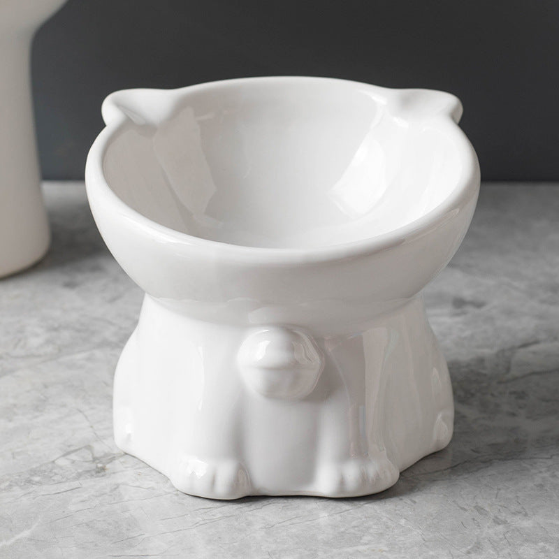 Ceramic Cute Black Drinking High Foot Cat Bowl Pet Supplies