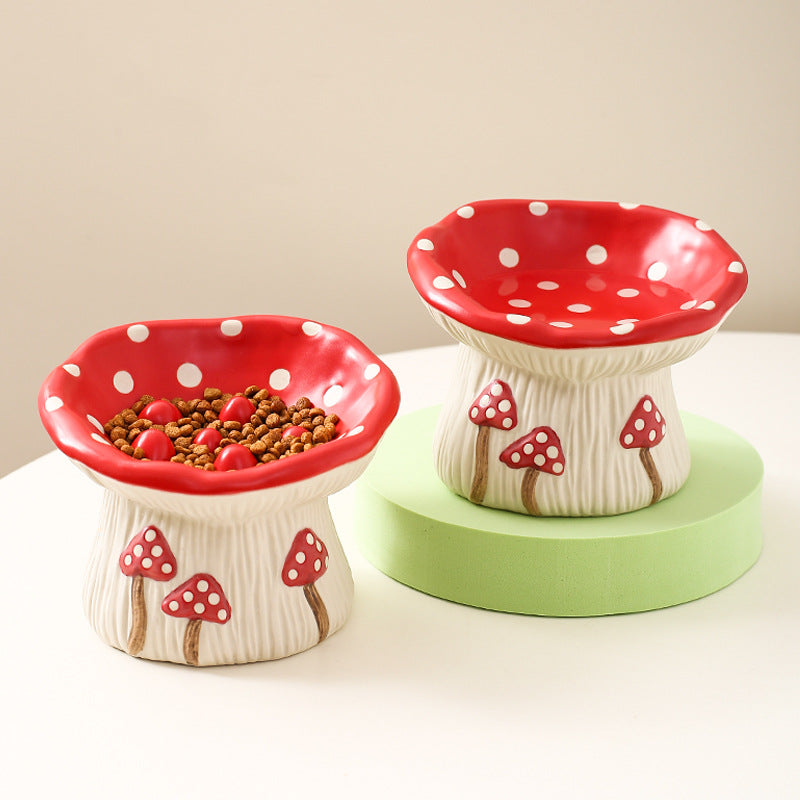 Creative Mushroom Modeling Tall Pet Bowl Cute Cat Bowl Dog Bowl Household Cat Dog Food Basin Drinking Water Bowl Cat Rice Bowl