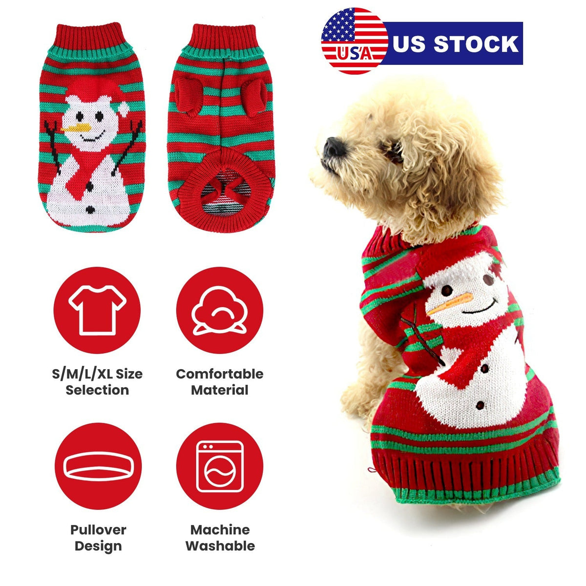 Pet Christmas Turtleneck Sweater Dog Cat Christmas Clothes Snowman Stripes Costume Winter Holiday Sweater for Small Medium Kitten Puppy Cats Dogs