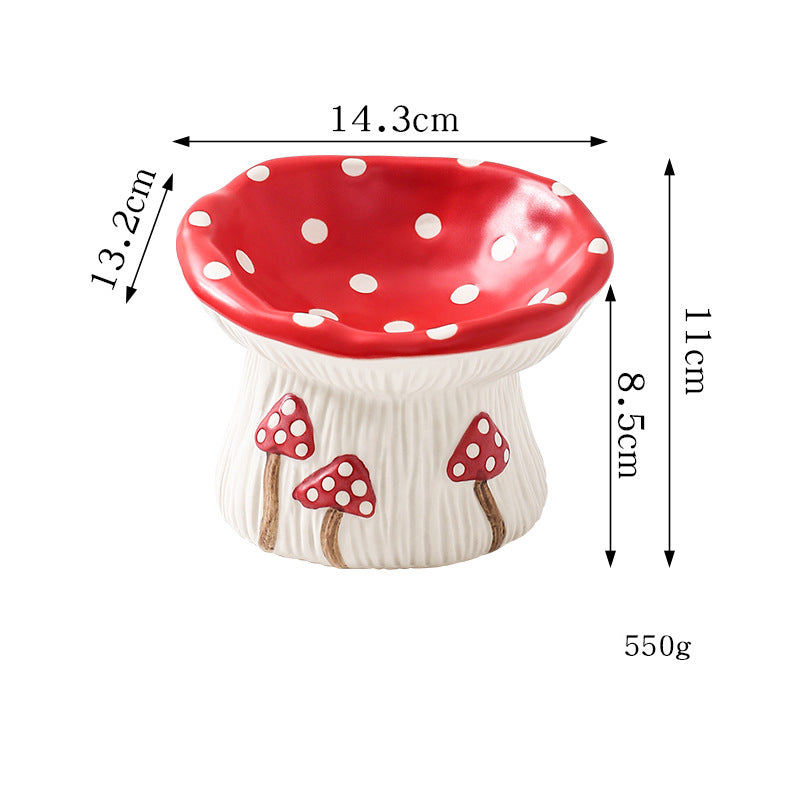 Creative Mushroom Modeling Tall Pet Bowl Cute Cat Bowl Dog Bowl Household Cat Dog Food Basin Drinking Water Bowl Cat Rice Bowl