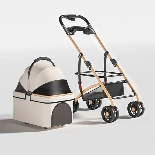 【One-Pull Open】2 in 1Foldable Pet Travel Carrier for Small/Medium Dogs Cats up to 50lbs Detachble Portable Pet Bag stroller pet