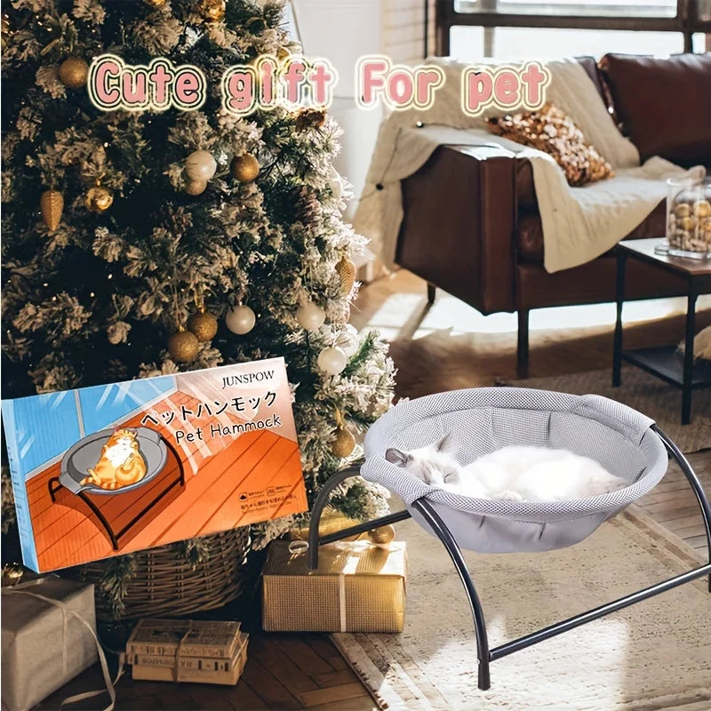 Cat Bed Stable Structure Detachable Excellent Breathability Easy Assembly Indoors Outdoors Free-Standing Sleeping Pet Hammock