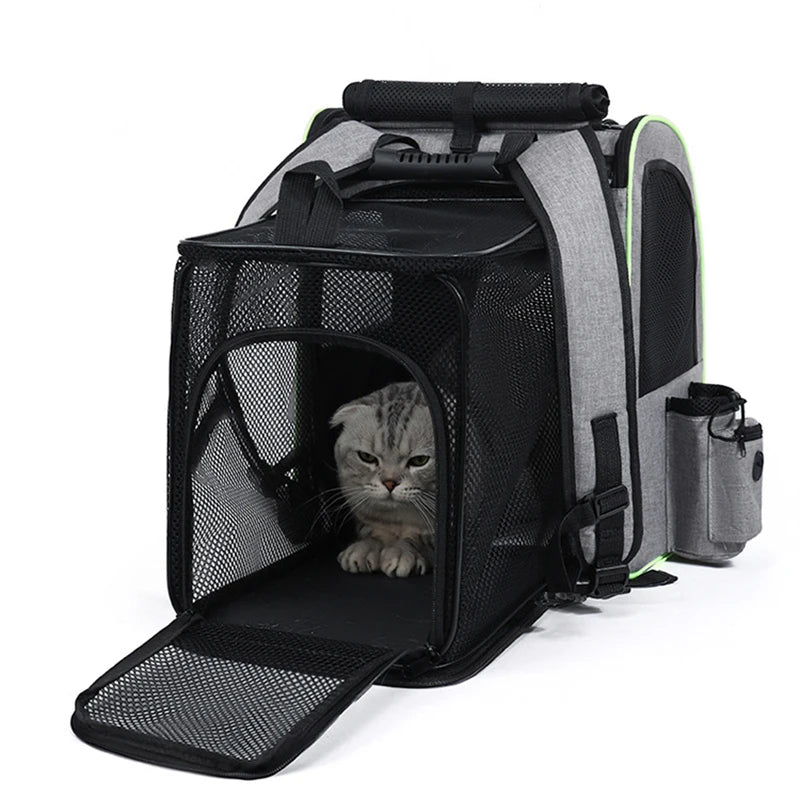 Cat Carrier Backpacks Expandable Cat Backpack with Shade Cover, Breathable Mesh Pet Carrier Backpack Bag for Travel Hiking Campi