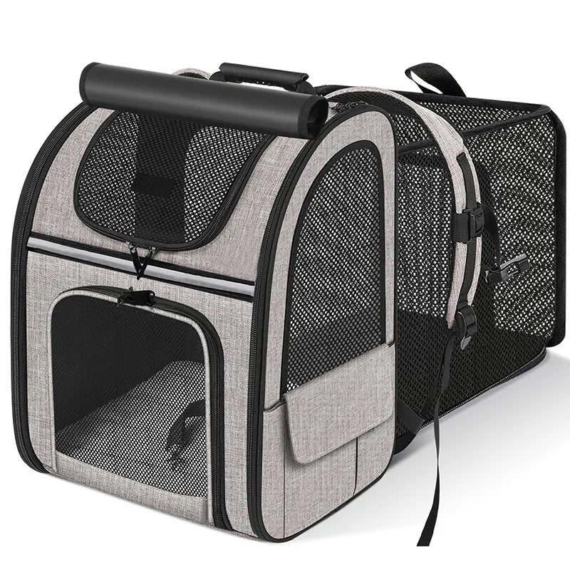 Cat Carrier Backpacks Expandable Cat Backpack with Shade Cover, Breathable Mesh Pet Carrier Backpack Bag for Travel Hiking Campi