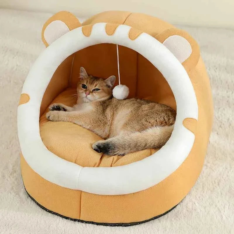 Cozy Cave Cat Bed: Warm Washable Hideaway