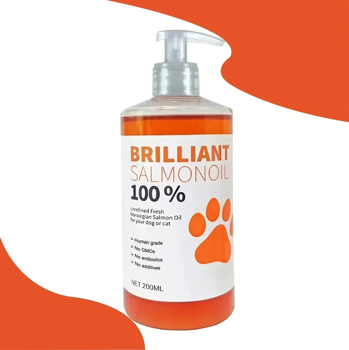 Brand 200ml PET BRILLIANT Pure SALMON OIL Natural No Chemical Treatment 21 Omega Fatty Acids Nutritional Supplements for Dogs