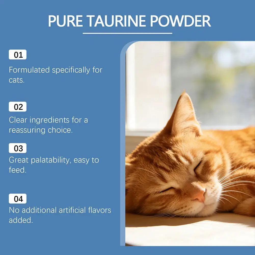Cat Taurine Powder Eye Heart Health Care Dietary Supplement For Kitten Adult Cats Immune System Support Nutrient Food Additive