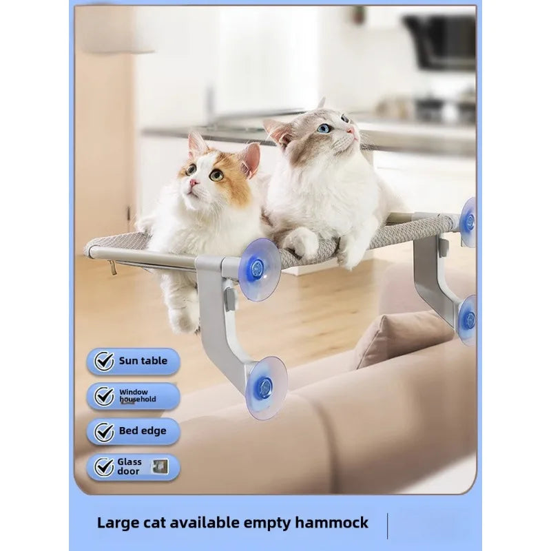 2-in-1 Cat Window Hammock with 4 Suction Cups and Removable Fabrics Cover for Large Cats Cat Perch for Windowsill Bedside Drawer