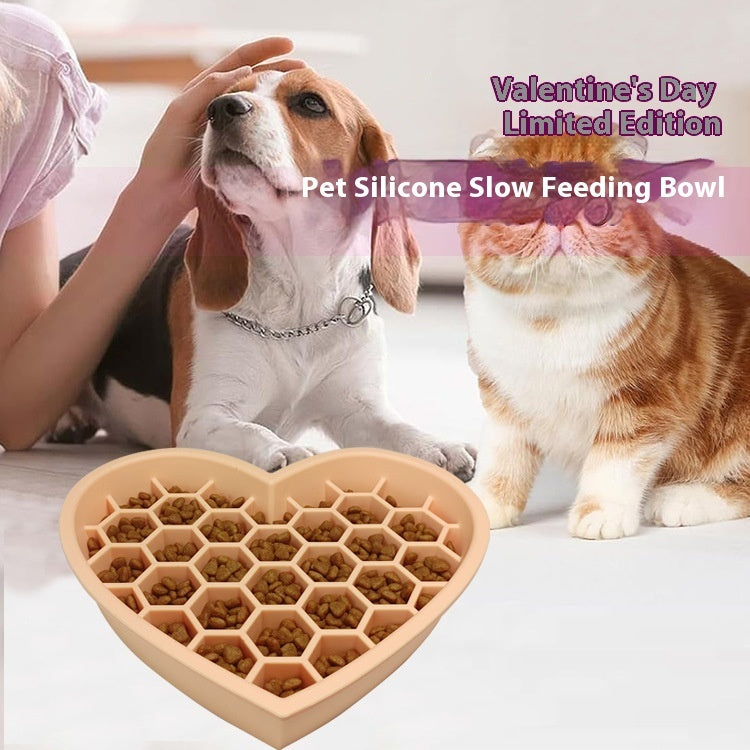 Honeycomb Heart-shaped Edible Silicon Easy To Clean And Durable Dog Bowl