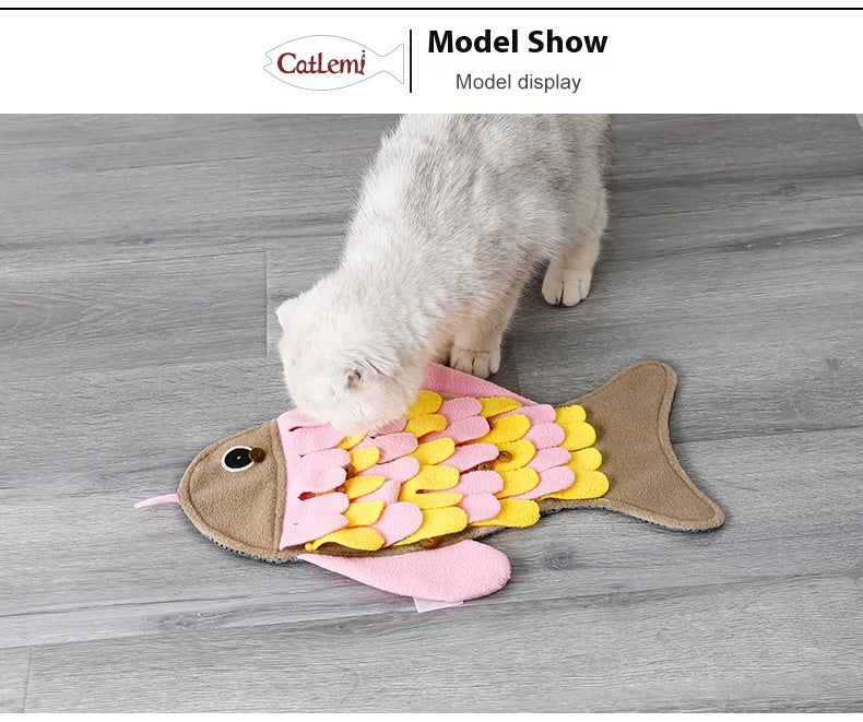 Fish-shaped Smell Blanket Training Cat Toy Food Bowl Toy