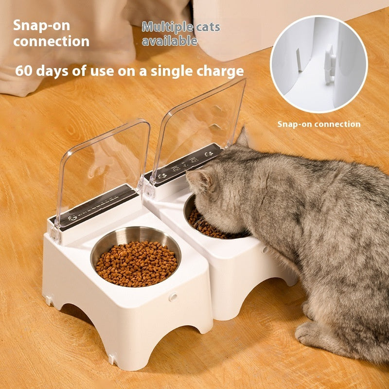 Pet Cat Bowl Feeder Automatic Lid-opening