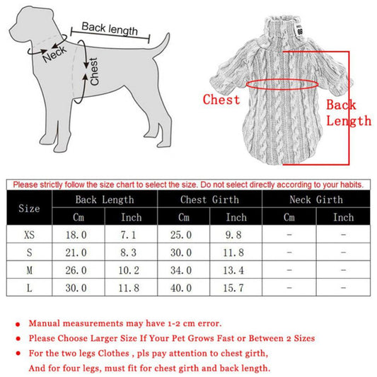 Winter Warm Knitted Turtleneck Sweater for Small Dogs or Cats