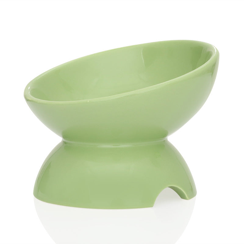 Cat Bowl Ceramic Cat Food Bowl Cat Food Basin Plate Feeding Water Oblique Rice Bowl Feeding Bowl Protecting Cervical Spine Pet Cat Supplies