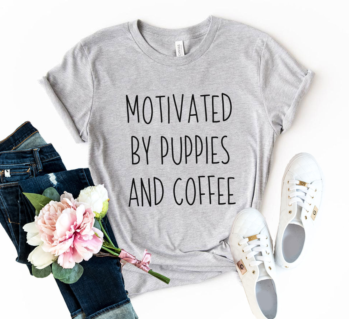 Motivated By Puppies And Coffee T-Shirt