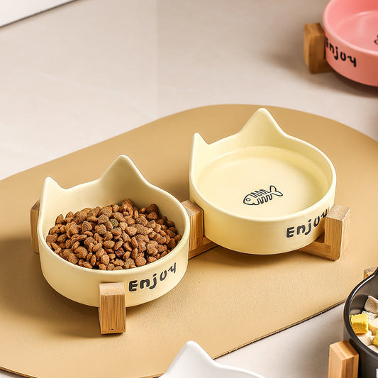 2-in-1 Cat Food Bowl Pet Water Bowl Anti-tumble